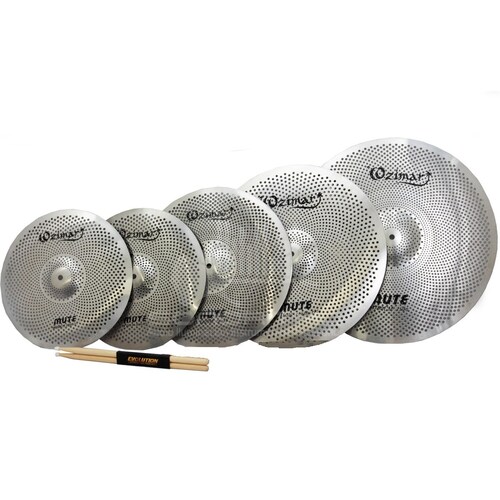 Set de Platillos OZIMAR con Reduccion de Sonido con Baquetas