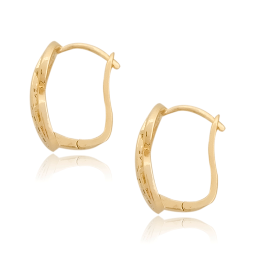 Arracadas Oro 18k Laminado #316 Ondas caladas con Piedras Altura 2 cm, Ancho 1.4 cm