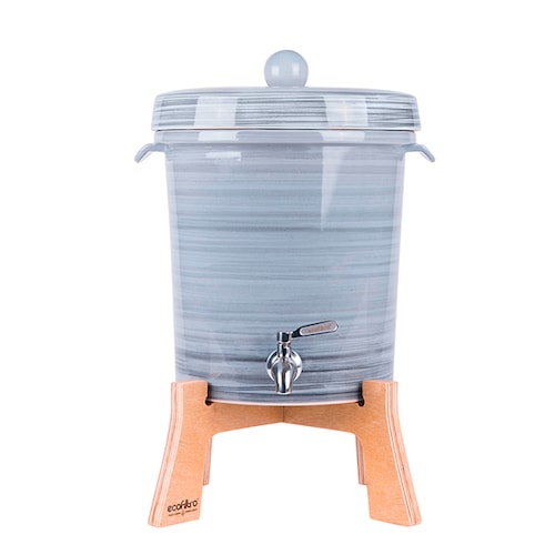 Ecofiltro Purificador Dispensador  y Filtro de Agua Cerámica Mediano (8 L) Gris Rayas