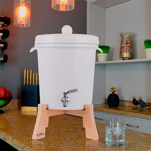 Ecofiltro Purificador Dispensador y Filtro de Agua Cerámica Mediano (8 L) Blanco solido