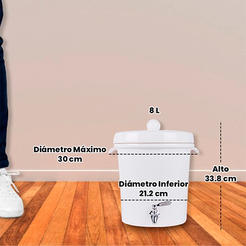 Ecofiltro Purificador Dispensador y Filtro de Agua Cerámica Mediano (8 L) Blanco solido