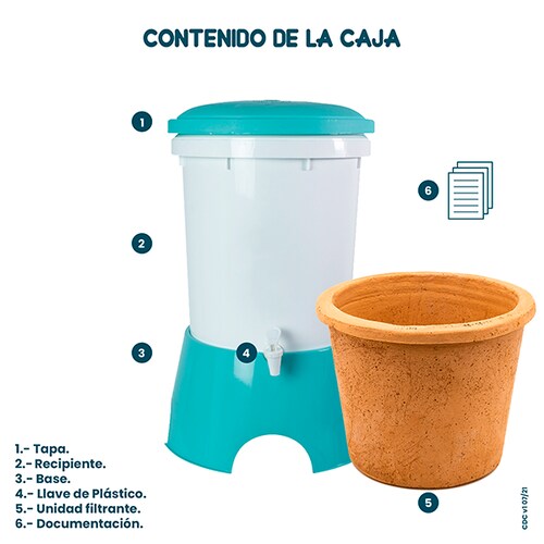 Ecofiltro Purificador Dispensador y Filtro de Agua Colors Grande (20 L) Azul.