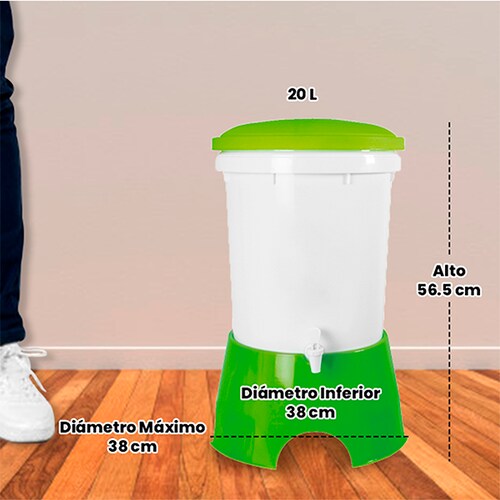 Ecofiltro Purificador Dispensador y Filtro de Agua Colors Grande (20 L) Verde.