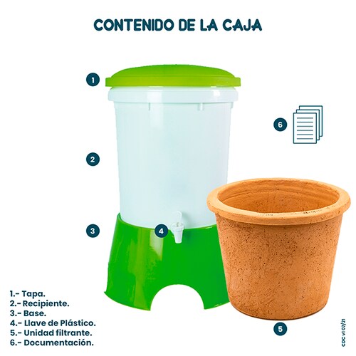 Ecofiltro Purificador Dispensador y Filtro de Agua Colors Grande (20 L) Verde.