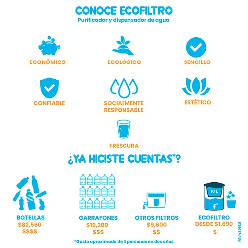 Ecofiltro Purificador Dispensador y Filtro de Agua Acero Inox Grande (26 L)