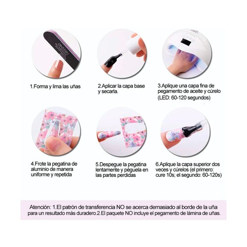 190 Piezas Decoracion De Uñas Kit de Aplicacion De Uñas Acrilicas Y  Gel Lampara LED Esmeril Pulidor MANICURA