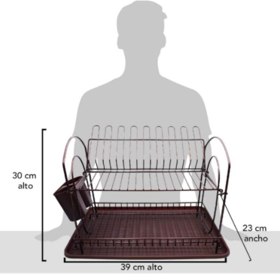 Escurridor De Trastes De 2 Niveles 42 Cm De Acero Inoxidable