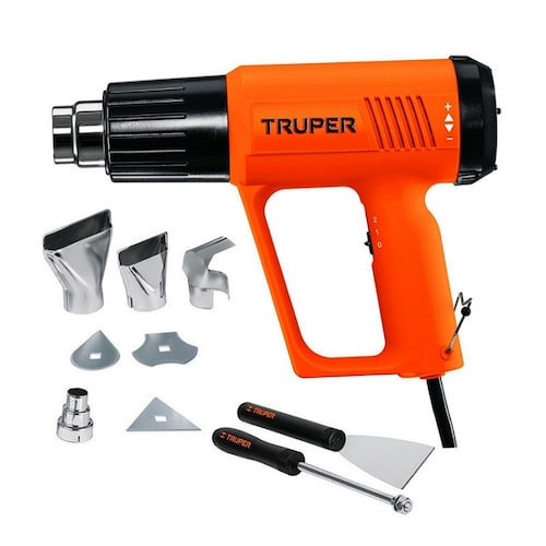 Pistola de Calor Profesional Truper de 2000W PISCA-A con Estuche y Accesorios para remover Pintura Unión de Lonas Descongelar tuberías película antiasaslto