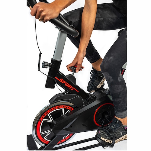 Bicicleta De Spinning Estática, Volante de 7kg, TALLA CHICA Compacta Ultra Movible, Monitor LCD, Asiento Ajustable Y Manillar