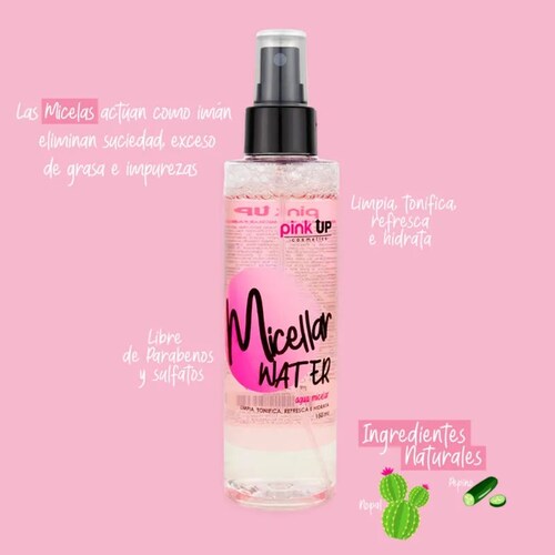 Agua Micelar Pink Up Limpia Tonifica Refresca E Hidrata Piel.