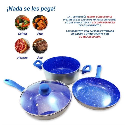 Juego Sartenes Stone Antiadherentes Tefal Zafiro Flavor Pan