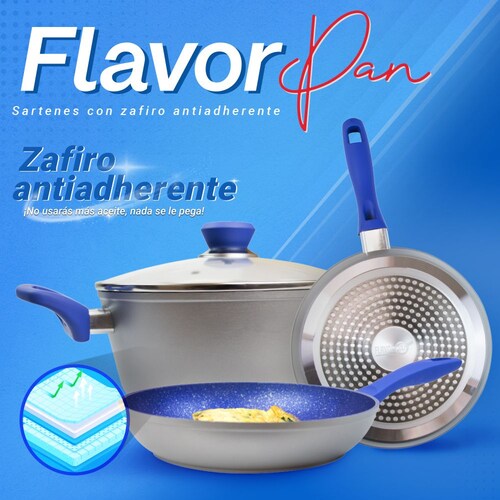 Juego Sartenes Stone Antiadherentes Tefal Zafiro Flavor Pan