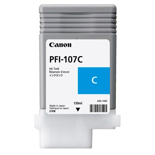 CARTUCHO DE TINTA CANON PFI-107C CYAN 130ML P/PLOTER 130ML 670  680  685 770 780 785 6706B001AA.