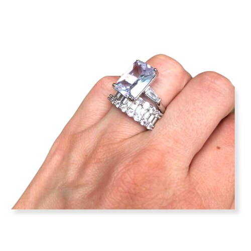 Anillo Compromiso y Churumbela Emeral Zirconia Cúbica Plata 925 -Amour.