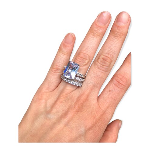 Anillo Compromiso y Churumbela Emeral Zirconia Cúbica Plata 925 -Amour.