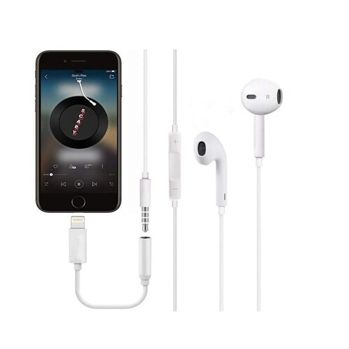 Adaptador Lightning a Jack De 3.5 Mm Para Audífonos Blanco