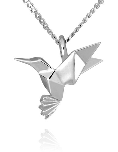 Dije Colibrí de Origami de Plata.925