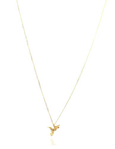 Dije Colibrí de Origami En Plata.925 Con Chapa Oro Amarillo