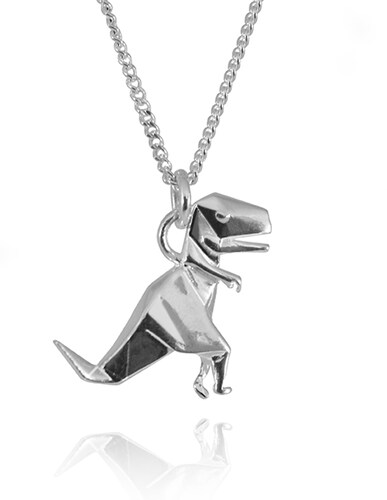 Dije T-Rex De Origami En Plata.925
