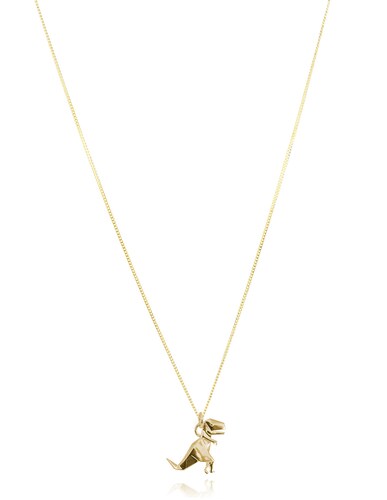 Dije T-Rex De Origami En Plata.925 Chapa Oro Amarillo