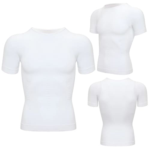 Camiseta Faja Reductora Moldeadora Playera Hombre Con Mangas Blanco L
