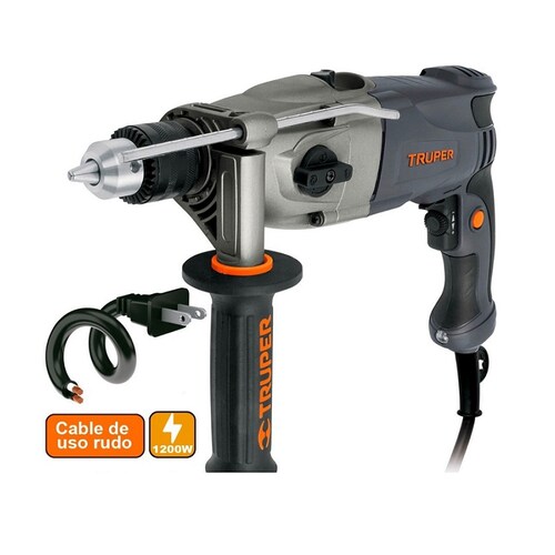 Rotomartillo-Taladro 1/2", industrial, 1200 W perforación en concreto, madera y metal ROTO-1/2NX2 TRUPER.