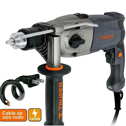 Rotomartillo-Taladro 1/2", industrial, 1200 W perforación en concreto, madera y metal ROTO-1/2NX2 TRUPER.