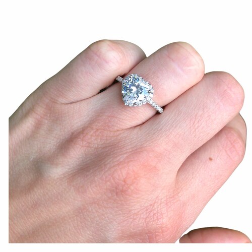 Anillo  Compromiso O Promesa Corazón Amour  Zirconía Cúbica - Plata.