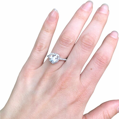 Anillo  Compromiso O Promesa Corazón Amour  Zirconía Cúbica - Plata.