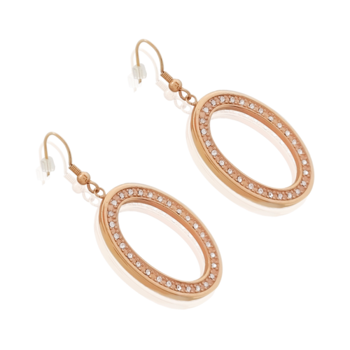 Aretes Plata Rosa #437 Ovalo circonia alrededor Largo 3.5 cm Ancho 2.5 cm