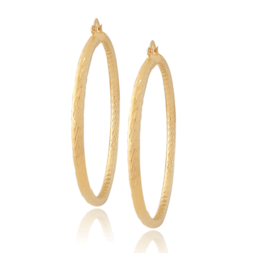 Arracadas Oro 18k Laminado #339 Gruesa Rayas Diámetro 7 cm Ancho 4 cm