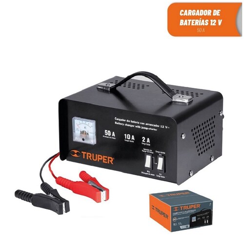 Cargador de Baterías Portátil Truper CARBA-50 para Autos carros Camionetas Camiones Tractores Motocicletas Moto equipo para taller