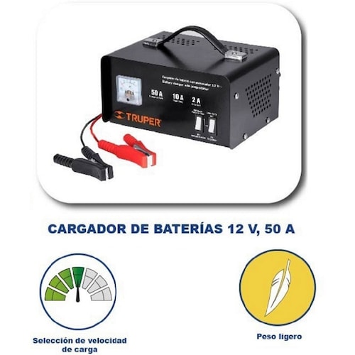 Cargador de Baterías Portátil Truper CARBA-50 para Autos carros Camionetas Camiones Tractores Motocicletas Moto equipo para taller