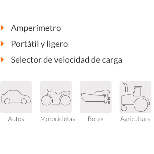 Cargador de Baterías Portátil Truper CARBA-50 para Autos carros Camionetas Camiones Tractores Motocicletas Moto equipo para taller