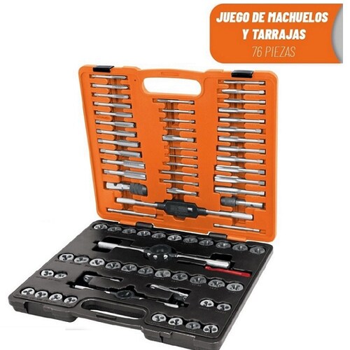 Juego de Machuelos y Tarrajas Kit Maletín  Truper de 76 Pzas J-MATA-76 para  fabricar y reparar cuerdas dañadas o desgastadas