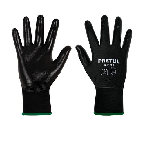 Guantes de seguridad ( 6 Pares )Antiderrapantes Mecánica -Mantenimiento-Construcción  , Talla G , GU-123P  Pretul
