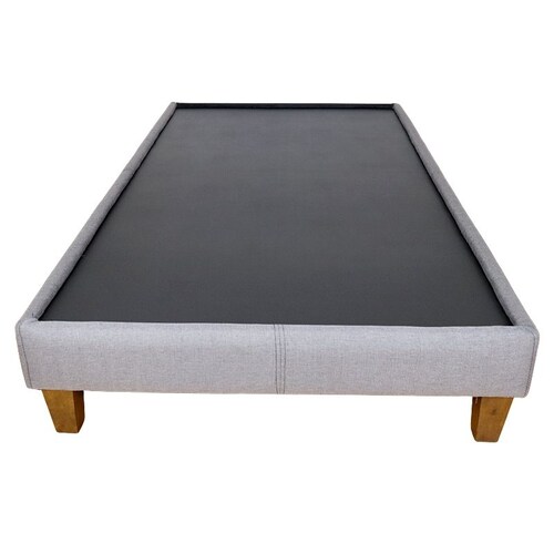 Base para Cama Individual NORVAL Muebles Base Nevada con patas Altas de Madera con Moderno tapiz en Lino Gris