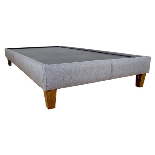 Base para Cama Individual NORVAL Muebles Base Nevada con patas Altas de Madera con Moderno tapiz en Lino Gris