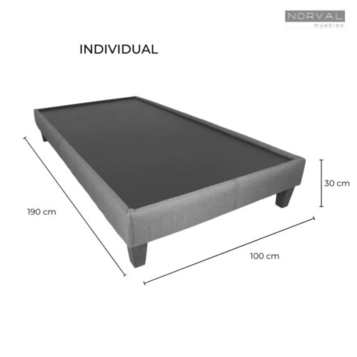 Base para Cama Individual NORVAL Muebles Base Nevada con patas Altas de Madera con Moderno tapiz en Lino Gris