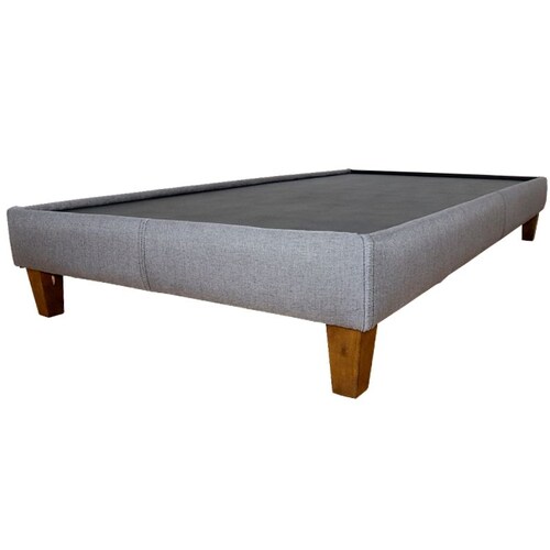 Base para Cama Individual NORVAL Muebles Base Nevada con patas Altas de Madera con Moderno tapiz en Lino Gris