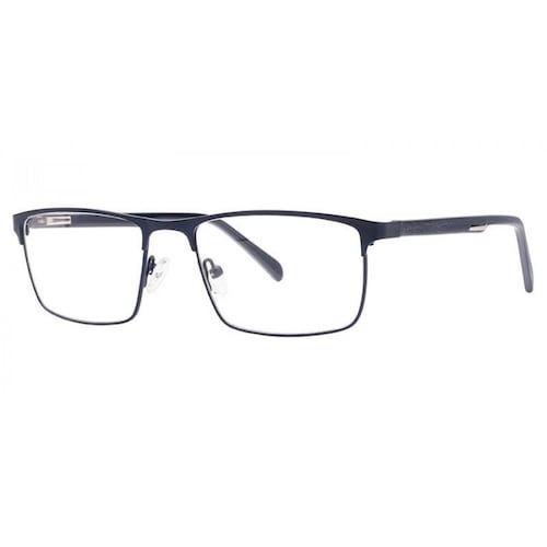 Lentes Ópticos Adrián Armazón Metal Rectangular Azul Marino By Rebel