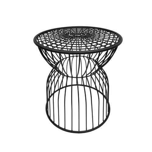 Mesa de centro para exteriores, jardin de metal tipo jaula (negro)