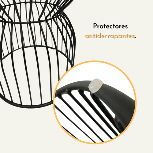 Mesa de centro para exteriores, jardin de metal tipo jaula (negro)