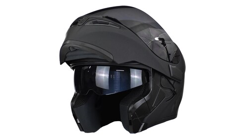 Casco Para Moto Abatible Hro 3400dv Negro Mate Con Luz Stop.