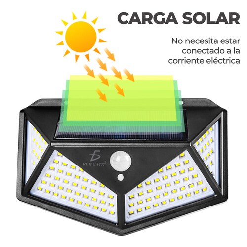 Lámpara Solar 100 Leds Sensor Movimiento Exterior