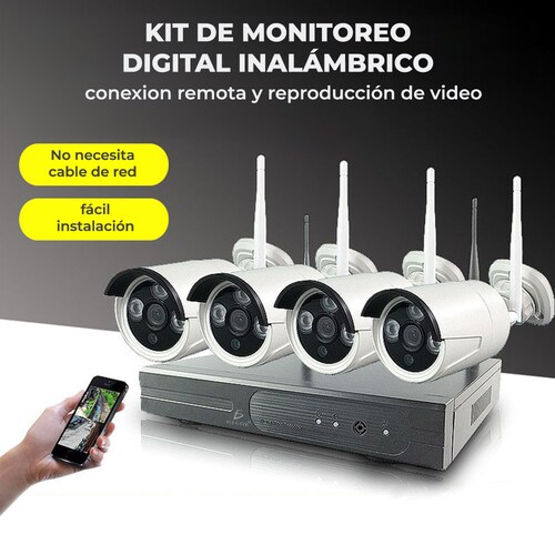 Kit De 4 Cámaras Inalámbricas Con DVR para Seguridad Exterior.
