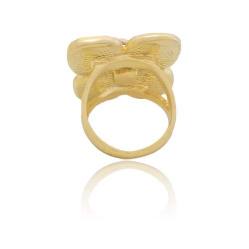 Anillo Número 7 Oro 18k Laminado #167 Flor circonia Morada Diámetro 1.7 cm