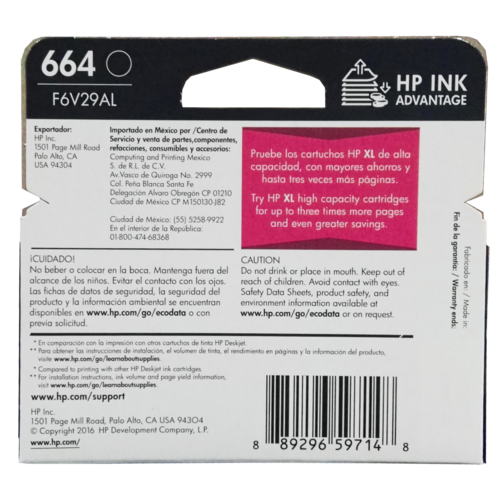 Cartucho Tinta Hp 664 Negro F6v29al Original 1115 2135 2675.