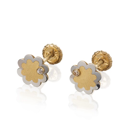 Aretes de oro Flor Brillante