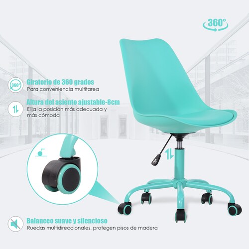 FurnitureR Silla De Oficina Moderna Eames Blokhus TURQUOISE